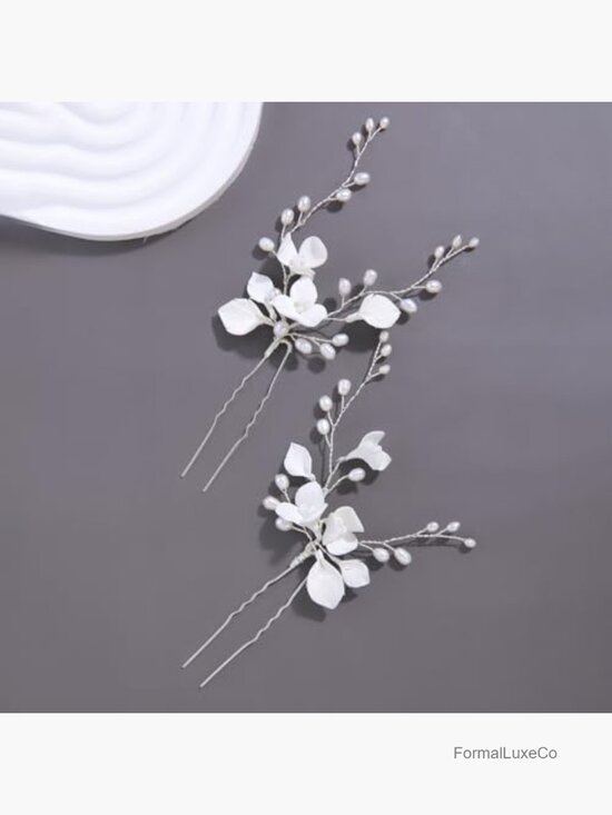 Handcrafted Bridal Hair Pins with Freshwater Pearls & 3D Flowers main image 5